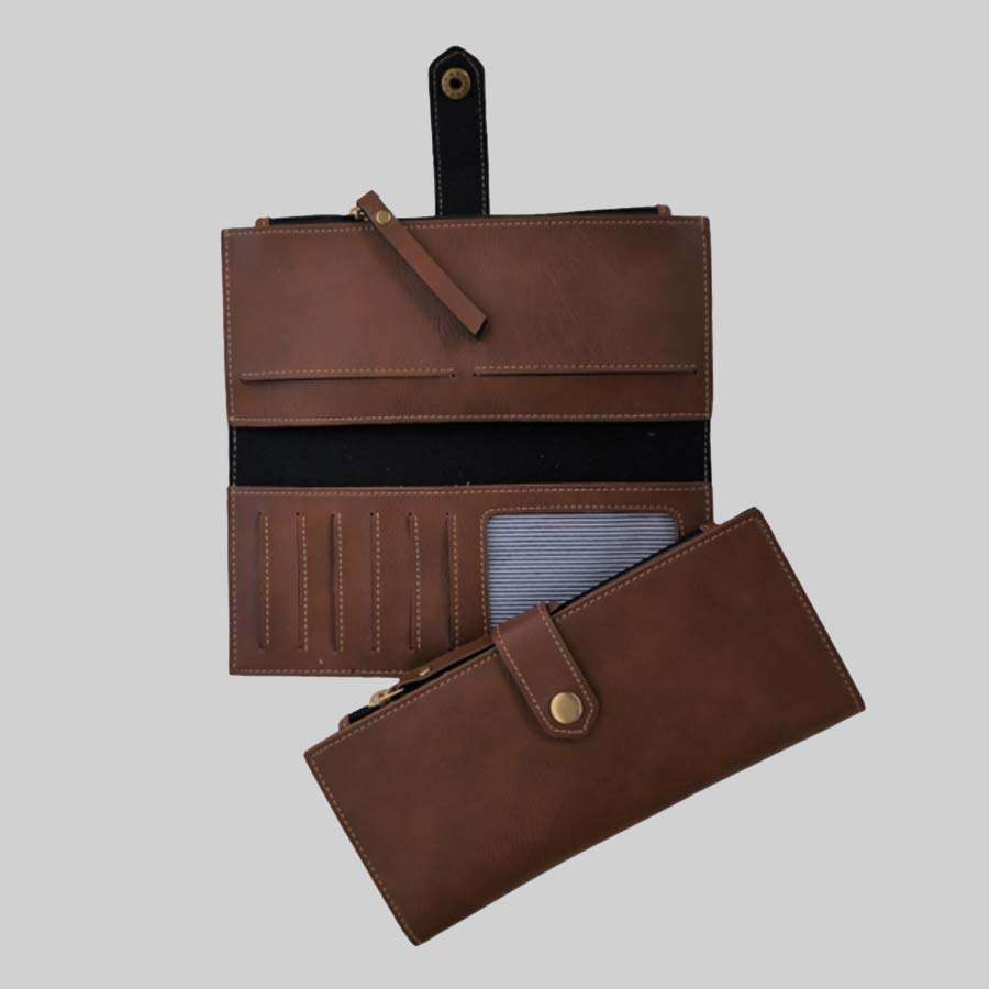 travel Pouch Bangkok Leather 2 Fold Clutchs - Tan