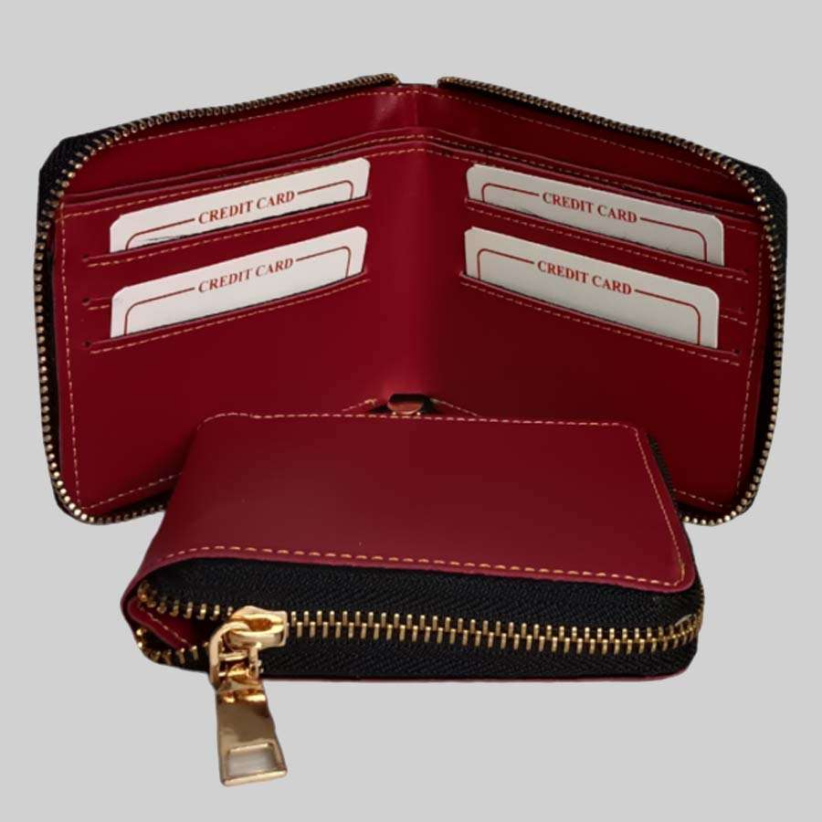 Unisex Wallet Faux Leather - Wine