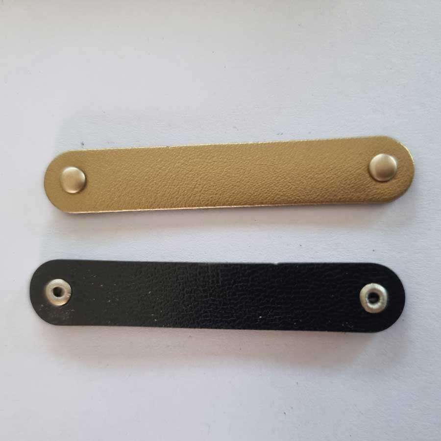 Faux Leather Strip For Name Engraving With Hole - Golden