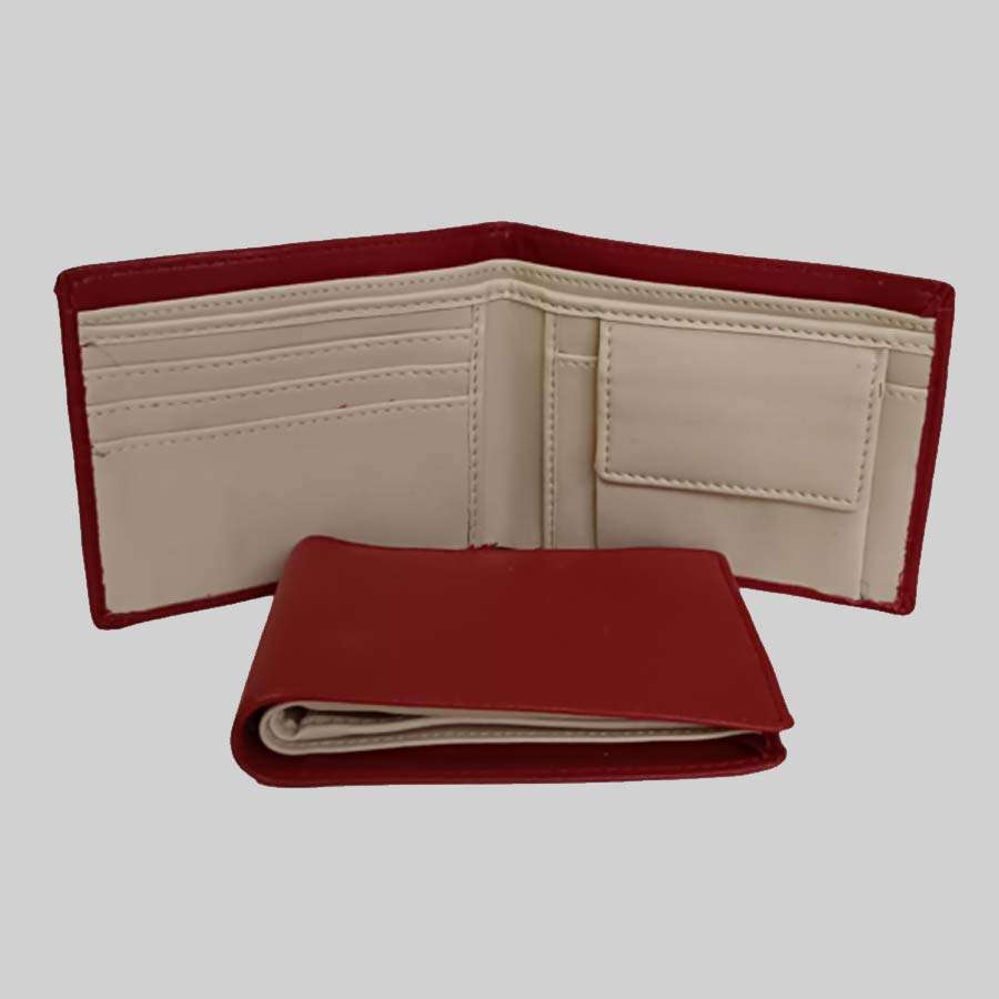 Men's Dual Color Leather Wallet - Wine