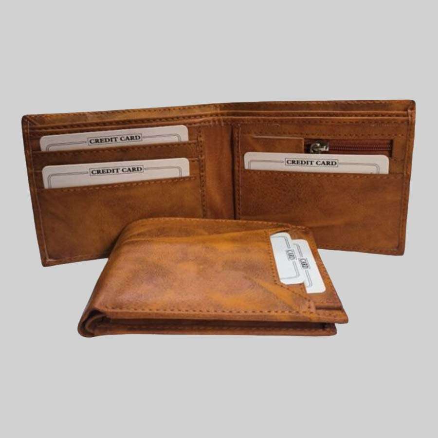 Men's Leather Wallet with Card Holder - Tan