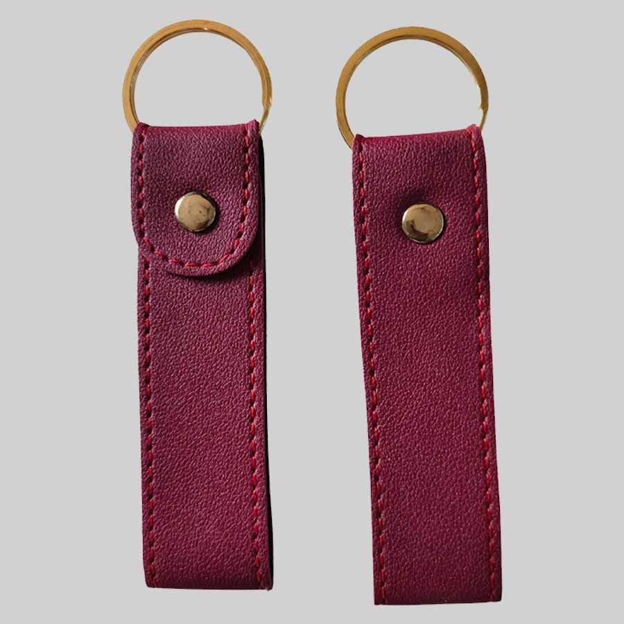 Keychain Imported Leather - Wine