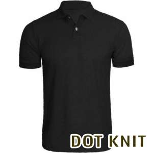 Dot Knit Black Polo Neck Sublimation T-Shirt