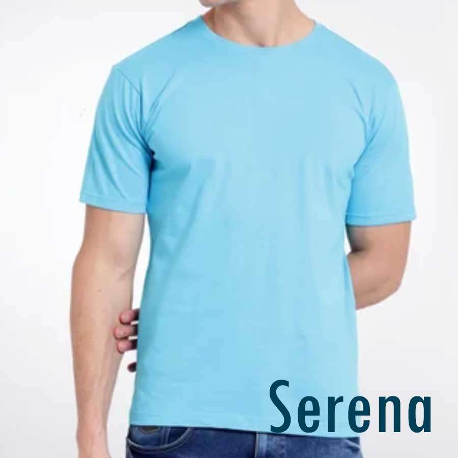 Serena Light Blue Round Neck Sublimation Polyester T-Shirt
