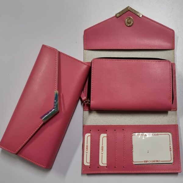 Ladies Wallet 3 Fold with Pocket FAUX Leather Product (18-PINK)