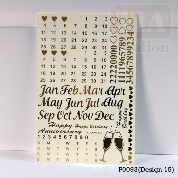 EMBOSSED STICKER SHEET A/5 DESIGN 15 (P0093)