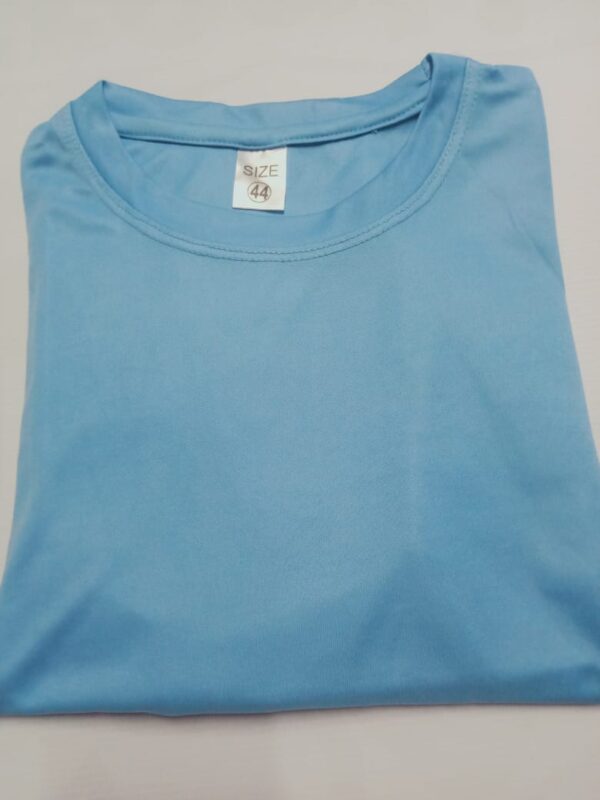 SERENA POLYSTER LIGHT BLUE ROUND NECK T-SHIRT - 38/M SIZE 150+GSM