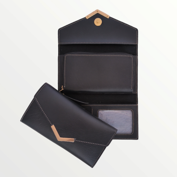 Ladies Wallet 3 Fold with Pocket Nexon Leather Product (32-BLACK)