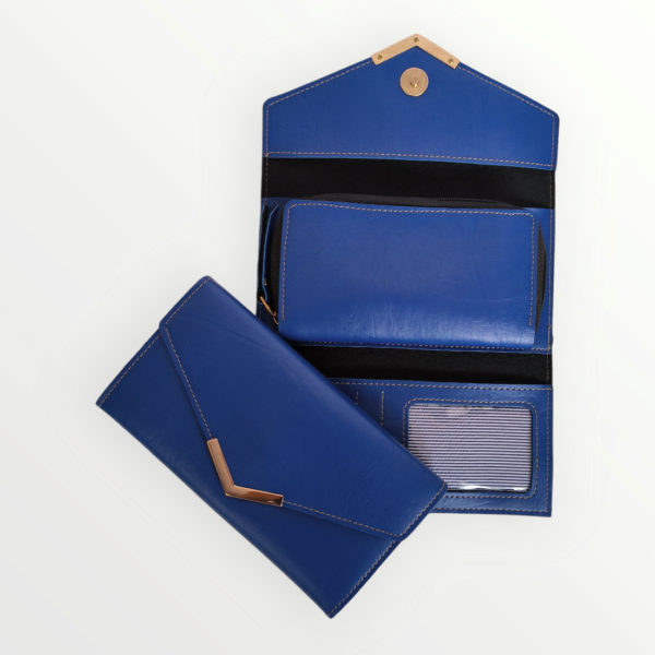 Ladies Wallet 3 Fold with Pocket Bangkok Leather Product (51-BLUE)