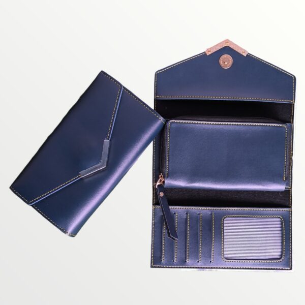 Ladies Wallet 3 Fold with Pocket FAUX Leather Product (18-BLUE)